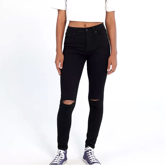 Uo Bdg Twig Ripped High-Waisted Skinny Denim In Black Slash
